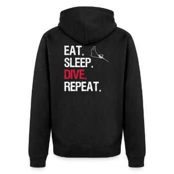 Eat Sleep Dive Repeat - Eagle Rays - Unisex Premium Organic Zip Hoodie - black - Back - Nico (187cm)