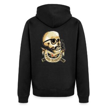 deathtohipster - Unisex Premium Organic Zip Hoodie - black - Back - Nico (187cm)