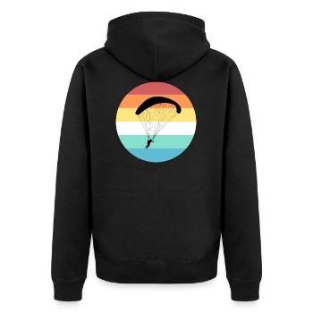Paragliding - Unisex Premium Bio Zip Hoodie - Schwarz - Hinten - Nico (187cm)