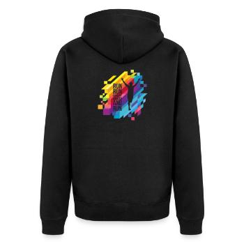Vergiss alles, was Läufer grafisch darstellen - Unisex Premium Bio Zip Hoodie - Schwarz - Hinten - Nico (187cm)