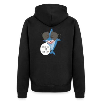 Découvrez le design amusant de Ray Bans. - Veste à capuche bio Premium Unisexe - noir - Dos - Nico (187cm)