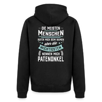 Die wichtigsten Menschen nennen mich Patenonkel - Unisex Premium Bio Zip Hoodie - Schwarz - Hinten - Nico (187cm)