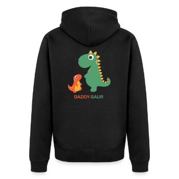 Daddy-Saur - Unisex Premium Bio Zip Hoodie - Schwarz - Hinten - Nico (187cm)