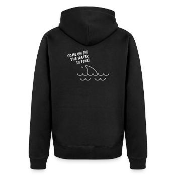 Lustiger Hai - Unisex Premium Bio Zip Hoodie - Schwarz - Hinten - Nico (187cm)