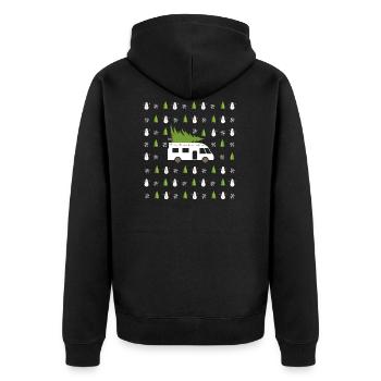 Weihnachtsgeschenk für Motorhome Owner Festliche Camper - Unisex Premium Bio Zip Hoodie - Schwarz - Hinten - Nico (187cm)