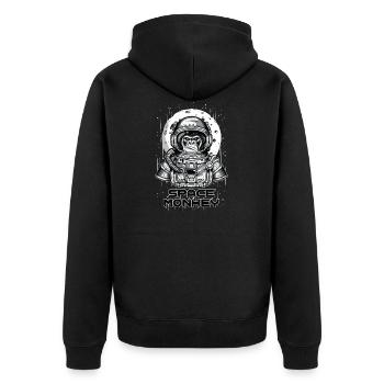SPACE MONKEY - Unisex Premium Organic Zip Hoodie - black - Back - Nico (187cm)
