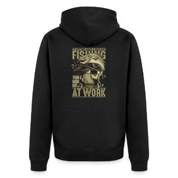 FISHING - Unisex Premium Organic Zip Hoodie - black - Back - Nico (187cm)