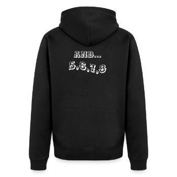 And 5 6 7 8 Dancer - Unisex Premium Bio Zip Hoodie - Schwarz - Hinten - Nico (187cm)