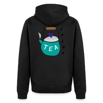 Tea Relax Hygge Relaxation - Veste à capuche bio Premium Unisexe - noir - Dos - Nico (187cm)