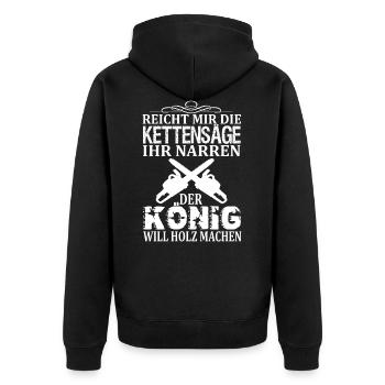 Forstwirt Holzfäller Waldarbeiter Förster Sprüche - Unisex Premium Bio Zip Hoodie - Schwarz - Hinten - Nico (187cm)