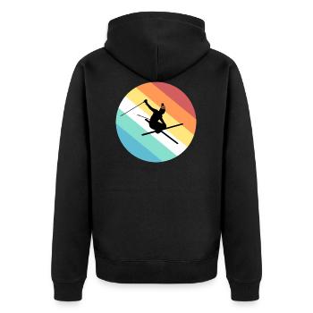 Skiing - Unisex Premium Organic Zip Hoodie - black - Back - Nico (187cm)