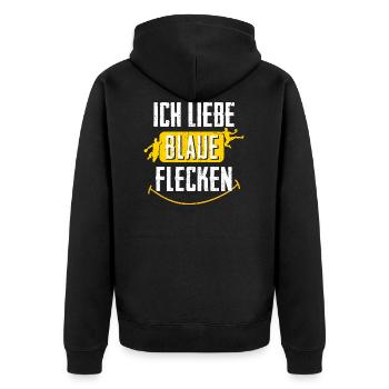 Handball Blaue Flecken - Unisex Premium Bio Zip Hoodie - Schwarz - Hinten - Nico (187cm)