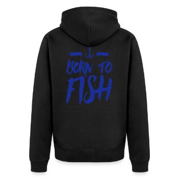 born to fish angeln fischen - Unisex Premium Bio Zip Hoodie - Schwarz - Hinten - Nico (187cm)