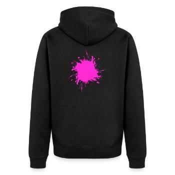 Tache de peinture éclaboussé de saleté rose sale - Veste à capuche bio Premium Unisexe - noir - Dos - Nico (187cm)