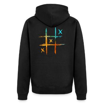 neon Tic Tac Toe farbig - Unisex Premium Bio Zip Hoodie - Schwarz - Hinten - Nico (187cm)