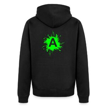 Team A Buchstabe A Anfangsbuchtabe - Unisex Premium Bio Zip Hoodie - Schwarz - Hinten - Nico (187cm)
