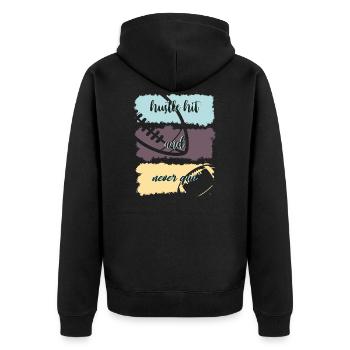 American football - Unisex Premium Organic Zip Hoodie - black - Back - Nico (187cm)