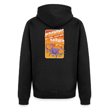 DRONES - Unisex Premium Organic Zip Hoodie - black - Back - Nico (187cm)