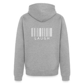 Laugh laugh - Unisex Premium Organic Zip Hoodie - heather grey - Back - Nico (187cm)