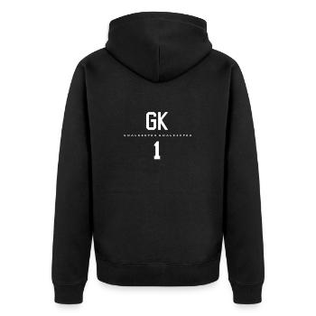 GK 1 Goalkeeper - Unisex Premium Bio Zip Hoodie - Schwarz - Hinten - Nico (187cm)