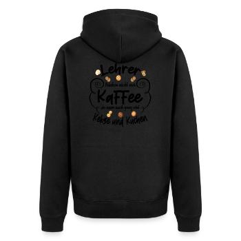 Lehrer Kaffee und Kuchen lustiger Spruch Geschenk - Unisex Premium Bio Zip Hoodie - Schwarz - Hinten - Nico (187cm)