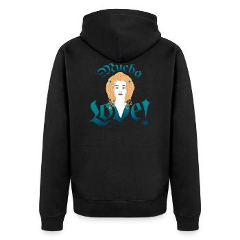 Mucha LOVE - Unisex Premium Bio Zip Hoodie - Schwarz - Hinten - Nico (187cm)
