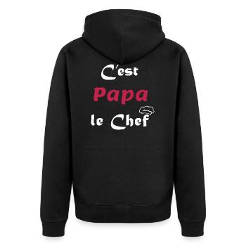C'est Papa le chef - Cuisinier - Veste à capuche bio Premium Unisexe - noir - Dos - Nico (187cm)