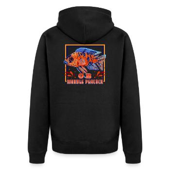 Marmelade OB Aulonocara Malawi Kaiser Buntbarsch - Unisex Premium Bio Zip Hoodie - Schwarz - Hinten - Nico (187cm)