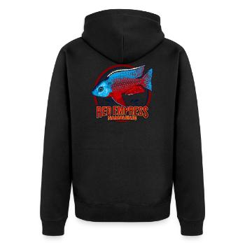 Buntbarsch Red Empress Malawi Aquarium Zierfisch - Unisex Premium Bio Zip Hoodie - Schwarz - Hinten - Nico (187cm)