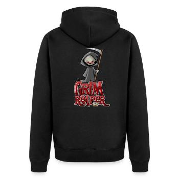 Cartoon Grim Reaper - Unisex Premium Bio Zip Hoodie - Schwarz - Hinten - Nico (187cm)