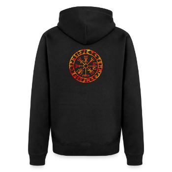 Funny Gift Viking Vikings Rune Shirt - Unisex Premium Organic Zip Hoodie - black - Back - Nico (187cm)