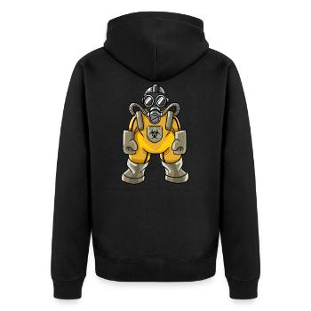 Corona Bio Suit - Unisex Premium Bio Zip Hoodie - Schwarz - Hinten - Nico (187cm)