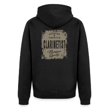 Echter Klarinettist - Unisex Premium Bio Zip Hoodie - Schwarz - Hinten - Nico (187cm)
