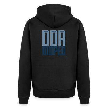 DDR Moped - Unisex Premium Bio Zip Hoodie - Schwarz - Hinten - Nico (187cm)