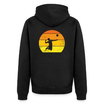 BEACH VOLLEY Original Geschenk Leidenschaft Volleyballspieler - Unisex Premium Bio Zip Hoodie - Schwarz - Hinten - Nico (187cm)