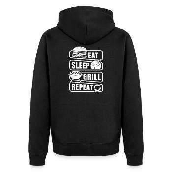 Funny BBQ Barbeque Grill Shirt Gift - Unisex Premium Organic Zip Hoodie - black - Back - Nico (187cm)