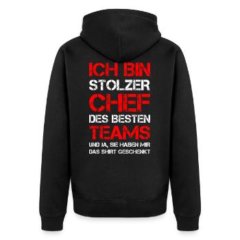 STolzer Chef Des Besten Teams Shirt Geschenkt Fun - Unisex Premium Bio Zip Hoodie - Schwarz - Hinten - Nico (187cm)