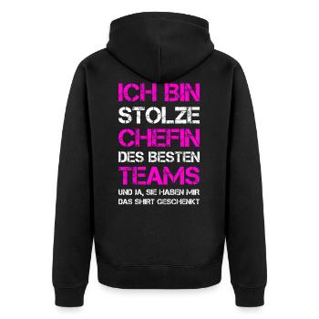 Stolze Chefin Des Besten Teams Boss Shirt Geschenk - Unisex Premium Bio Zip Hoodie - Schwarz - Hinten - Nico (187cm)