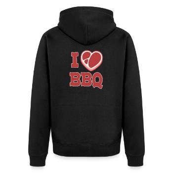 Funny BBQ Barbeque Grill Shirt Gift - Unisex Premium Organic Zip Hoodie - black - Back - Nico (187cm)