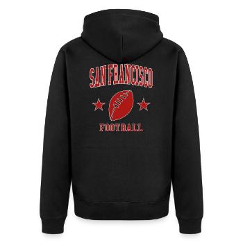 San Francisco Football - Unisex Premium Bio Zip Hoodie - Schwarz - Hinten - Nico (187cm)