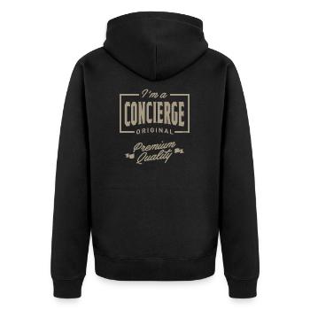 Je suis concierge - Veste à capuche bio Premium Unisexe - noir - Dos - Nico (187cm)