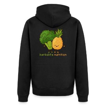 lustige Herbalife Ernährung - Unisex Premium Bio Zip Hoodie - Schwarz - Hinten - Nico (187cm)