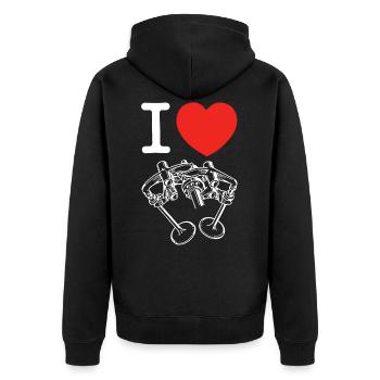 Ich liebe Desmo - ich liebe das Desmodromische - Unisex Premium Bio Zip Hoodie - Schwarz - Hinten - Nico (187cm)