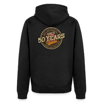 50e anniversaire cadeau original 50 ans - Veste à capuche bio Premium Unisexe - noir - Dos - Nico (187cm)