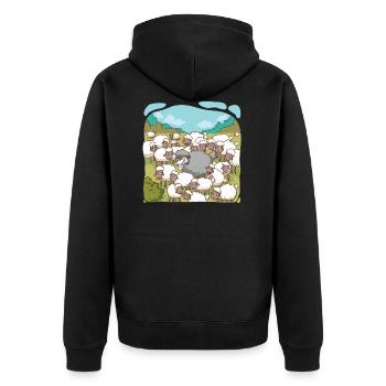 Wolf im Schafspelz - Unisex Premium Bio Zip Hoodie - Schwarz - Hinten - Nico (187cm)