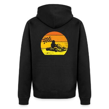 Karting Geschenk Original Sport Auto Kart Rennen - Unisex Premium Bio Zip Hoodie - Schwarz - Hinten - Nico (187cm)