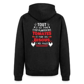 Cadeau Tomate Drôle Jardin Jardinier Humour Poules - Veste à capuche bio Premium Unisexe - noir - Dos - Nico (187cm)