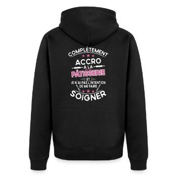Accro à la pâtisserie - cadeau humour - Veste à capuche bio Premium Unisexe - noir - Dos - Nico (187cm)