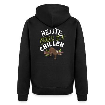 HEUTE MUSS ICH MAL CHILLEN - DAS WITZIGE FAULTIER - Unisex Premium Bio Zip Hoodie - Schwarz - Hinten - Nico (187cm)