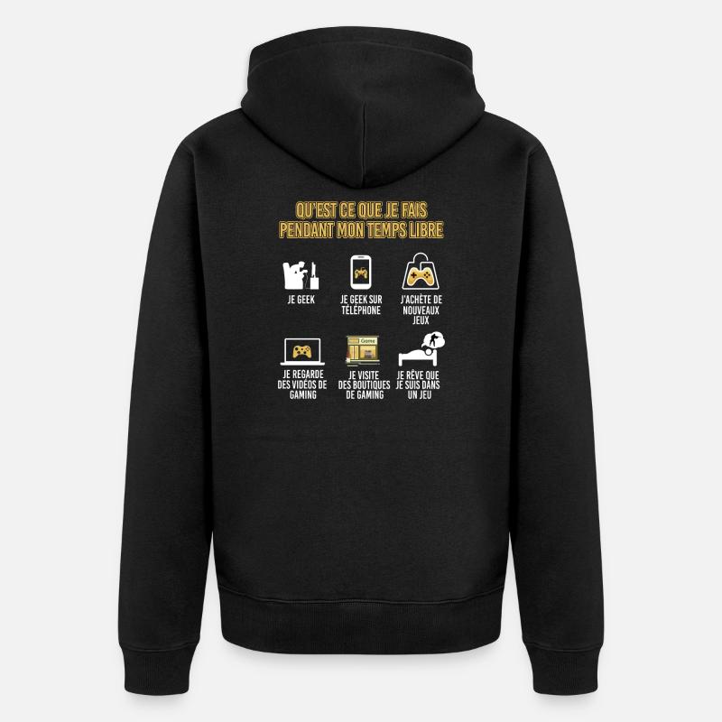 Mon temps libre de gamer - Veste à capuche bio Premium Unisexe - noir